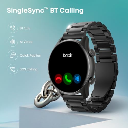 Fastrack Astor FR2 Pro Smart Watch, 1.43” AMOLED Display, 466 * 466 Pixel Resolution, SingleSync BT Calling, AI Voice Assistant, 100+ Sports Modes and Smartwatch Faces, IP68 (Black) (Image - 3)