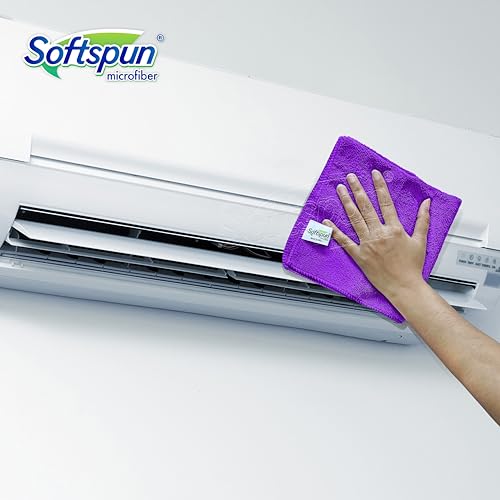 Image of SOFTSPUN Microfiber Cleaning Cloths, 5pcs 30x30cms 340GSM Purple! Highly Absorbent, Lint and Streak Free, Multi -Purpose Wash Cloth for Kitchen, Car, Window, Stainless Steel, Silverware.