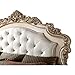 Acme Gorsedd Tufted Queen Panel Bed in Cream Fabric and Golden Ivory