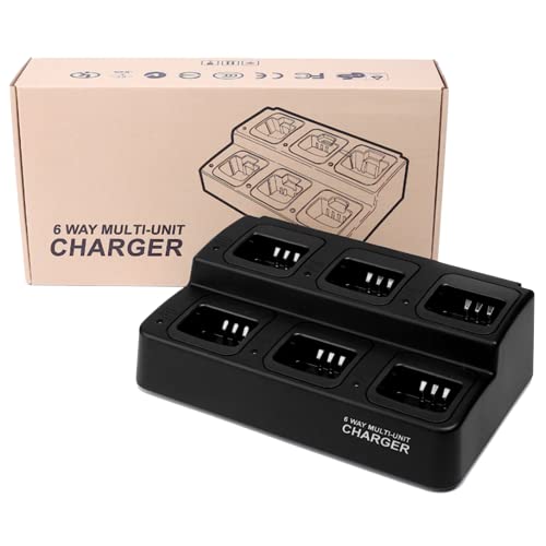 Tekheuten 6-Bank Multi-Unit Gang Charger, Compatible With Motorola Cp200 Cp200D Two-Way Radio Batteries - Nntn4497Cr, Nntn4851A, Nntn4852A Nntn4970A #TOP4