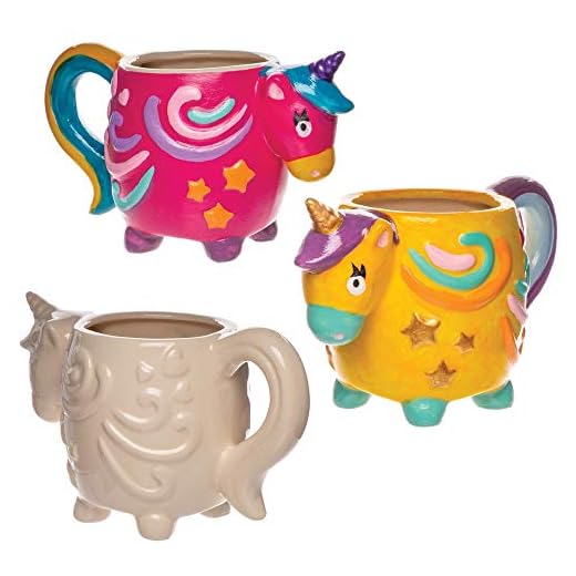 Baker Ross- Tazas de porcelana con unicornio (Pack de 2) - Actividad de manualidades infantiles para decorar y pintar