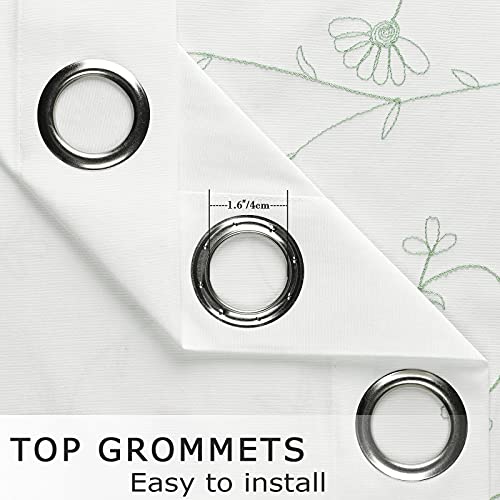 Vogol 2 Panels Pink Floral Embroidered Curtains 96 Inches Long, Grommets Window Curtain For Living Room 52X96 Inch, 2 Panels #TOP5