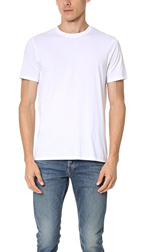Vince Men's Short Sleeve Pima Crew Neck Tee, Optic White, Medium