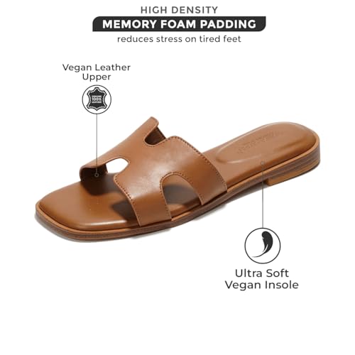 Project Cloud Fashion Flat Summer Sandals for Women 2025 - Leather Womens Sandals Comfortable Memory Foam Slides for Women Footwear - Mules Women's Sandals - Walking Sandals Women (Jannel) - Image 3