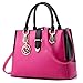 Rullar Women Handbag and Purse Stitching Shoulder Top-handle Bag Tote with Heart-shaped Pendant Rose