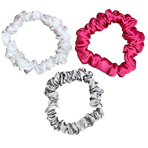 Celestial Silk Mulberry Silk Scrunchies For Hair (Small, Hot Pink, Silver, White) #TOP21