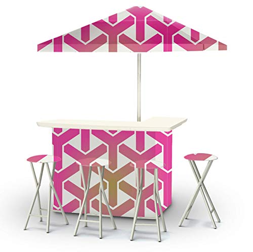 Best Of Times 2003W2119 2003W2119-Pg-W Slingshot Portable Bar & 6 Ft Square Market Umbrella, One Size, Pink/Gold/White #TOP5