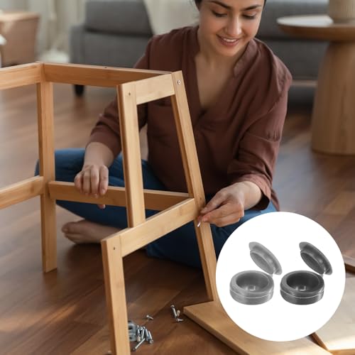 QUARKZMAN 100 Stück Schraubenabdeckkappen, 4mm Kunststoff-Scharnier-Schraubenkappen zum Abdecken von Schraubenköpfen (Dunkelgrau und Grau)