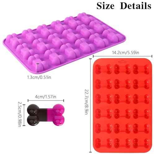 YXHZVON Schokolade Silikonformen, 2 Stück Silikonformen für Knochen, Gummibärchen Form, Hundekekse Backform, Silikon-Backformen für Schokolade, Süßigkeiten, Gelee, Eiswürfel