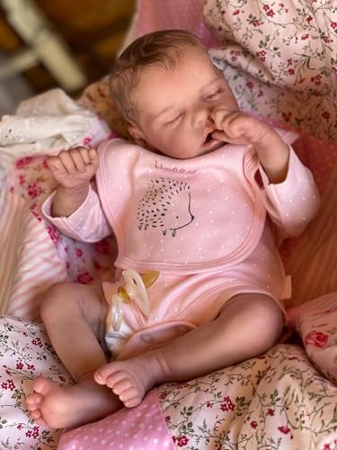 Anano Bebe Reborn Silicona Cuerpo Completo Bebé Niña Blanda 45cm Muñeca Bebé de Silicona Totalmente Impermeable Bebes Reborn de Silicona Cuerpo Entero Realistas Y Reciennacida con Babero