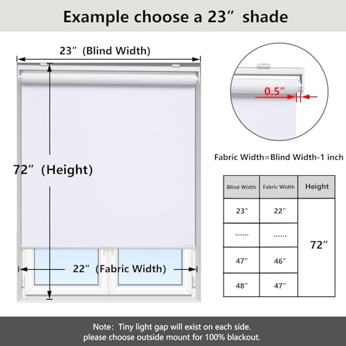 Image of AOSKY Blackout Cordless Roller Shade for Indoor Windows, 18 inchW x 72 inchH, White