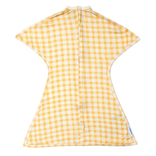SleepingBaby Bamboo Zipadee-Zip Transition Swaddle - EverSoft Starfish Design Breathable Wearable Blanket with Two-Way Zipper, X-Small (3-6 months), Yellow Gingham Check