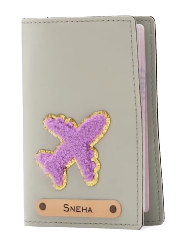 Image of AICA Personalised Name & Embroidery Patch Leather Passport Holder for Men & Women | Gifts for Women| Gift for Man|Passport Cover for Men| Passport Cover for Women (Mint Green)