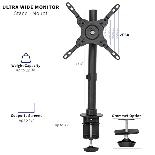 Vivo Ultra Wide Screen Tv And Monitor Desk Mount, Adjustable Height And Tilt Stand For Screens Up To 42 Inches, Black, Stand-V101C #TOP1