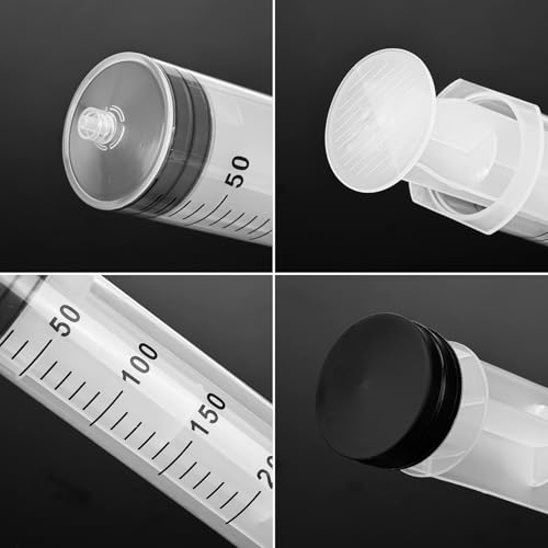 Image of 2pcs 200ml Large Plastic Syringes with 2pcs 47in Tubing and Luer Tips | Individually Sterile Packed,for Measuring,Feeding,Refilling,Watering, Filtration and Laboratory Applications without Needles