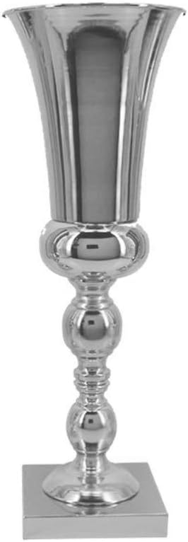 VIMOER 43cm Large Stunning Silver Iron Luxury Flower Vase Urn Wedding Table Centrepiece for Dried Flower Arrangements, Decor (silver)