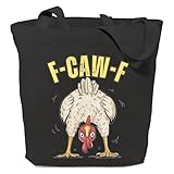 SAUIVD F-CAW-F Funny Chicken Canvas Tote Bag for Women Halloween Turkey Shoulder Bag Poultry Lover Reusable Grocery Bag
