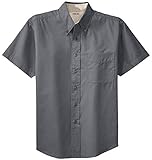Joe's USA(tm) - Men's Short Sleeve Wrinkle Resistant Easy Care Shirts-2XL, Steel Grey/Light Stone