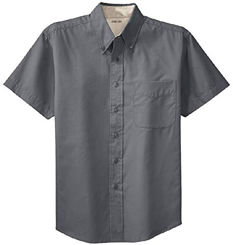 Joe's USA(tm) - Men's Short Sleeve Wrinkle Resistant Easy Care Shirts-2XL, Steel Grey/Light Stone