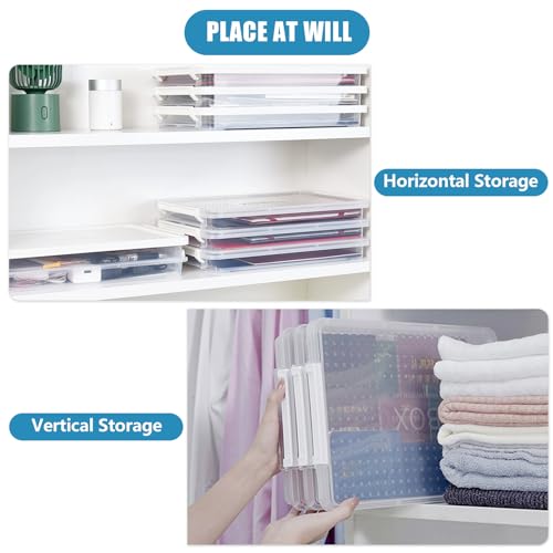 LOEQIAN Pacote com 3 caixas organizadoras de plástico com tampas, caixas de armazenamento de arquivo