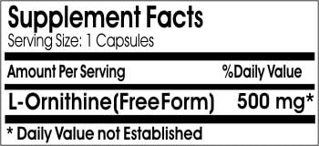 L-Ornithine 500mg // 200 Capsules // Pure // by PureControl Supplements