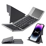 Nsyee KF86 Foldable Bluetooth Keyboard with Touchpad | Tri-Device Connection (iOS/Android/Windows/Mac) | Includes Magnetic Stand | 3-in-1 Portable Wireless Travel Keyboard | Mini Keyboard for iPhone
