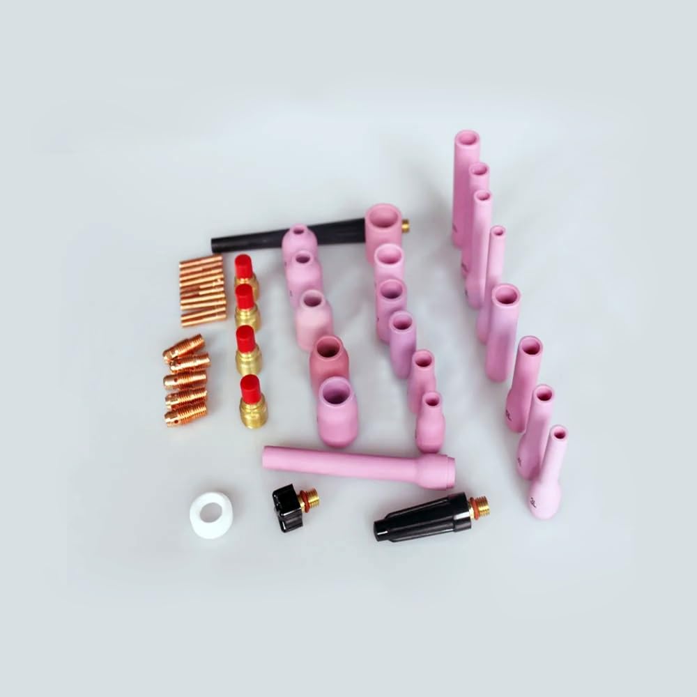 Kit de consumibles de antorcha Tig, boquilla larga de alúmina, tapa trasera, Cuerpo De Mandril compatible con antorcha de soldadura TIG SR WP9 20 25, 43 Uds.
