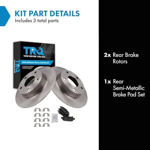 Image of TRQ Rear Brake Pad and Rotor Set Semi Metallic Compatible with 2020 Nissan Sentra