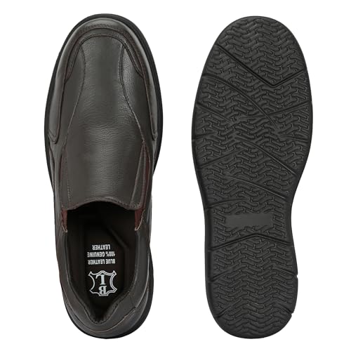 Image of Blue Leather By Centrino Genuine Leather Men's Formal | Pure Leather Slip-On Shoes | Soft & Comfortable Daily Driver | Casual Yet Elegant Formal Footwear (4042)