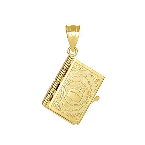 Qur'an 14k Gold Arab Islamic Sacred 3D Book Muslim Bible Koran Pendant