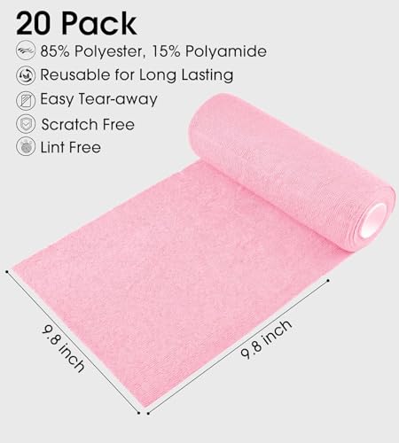 Image of Microfiber Cleaning Cloth Roll 25x25CM - Reusable Tear-Away Towels Washable 2000 Times, Super Absorbent Lint Free Cleaning Rags for Kitchen, Car, Garage and Home (1, Pink)