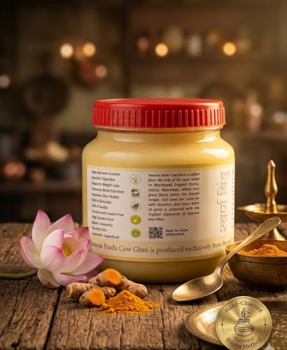 Image of Swarna Bindu A2 Gir Cow Ghee | Bilona Vedic Method | Pure Desi A2 Ghee from Gir Cows | Handmade | Lactose Free | Rich Aroma Nutrition | 500ml Pack of 1