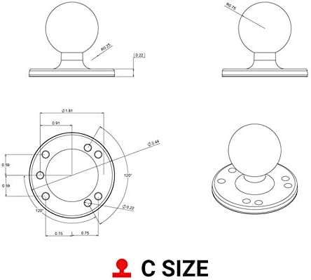 RAM Mounts Round Plate with Ball RAM-202U with C Size 1.5" Ball