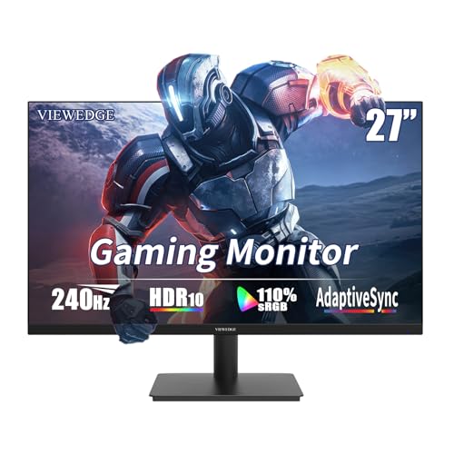 Image of Viewedge 27 inch Gaming Monitor 240 Hz 1ms FHD 1920x1080 Computer Monitor | 110% sRGB HDR10 HDMI x 2 & DP x 2 Port, Built-in Speakers, Support Freesync and Wall Mount