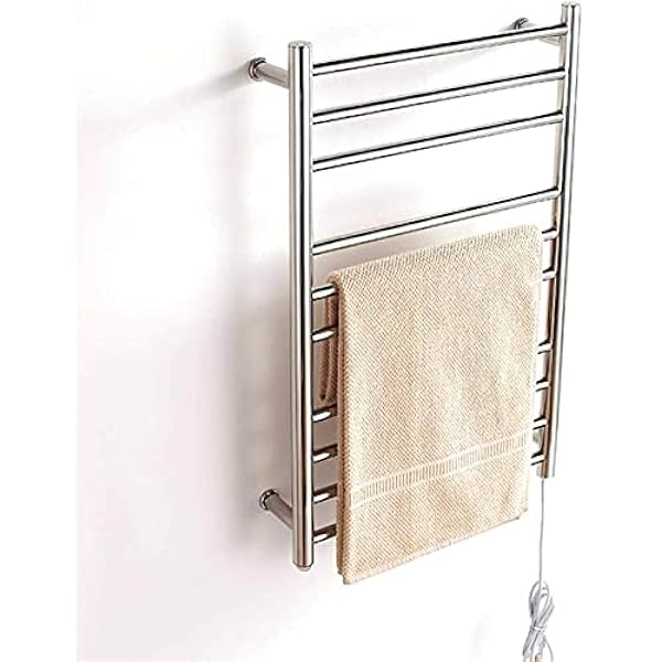 Heated Towel Rail Rails Towel Warmer Rack Dryer Rack Wall Mountable 10 Bar Stainless Steel Electric Bathroom Spa Hot Towel Warmer Rack Polished 30.8×19.7×4.8in Plugin (Plugin)