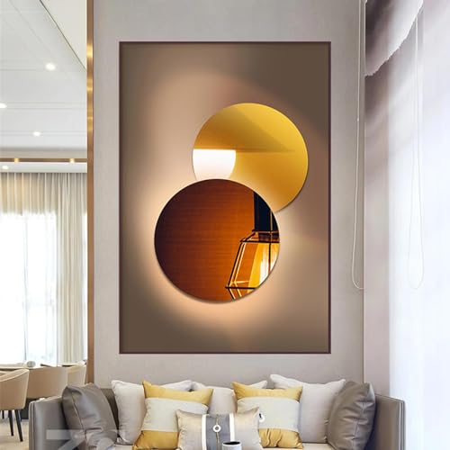 Peinture géométrique orange KEBIA toile 35x50cm sans cadre art mural abstrait salon