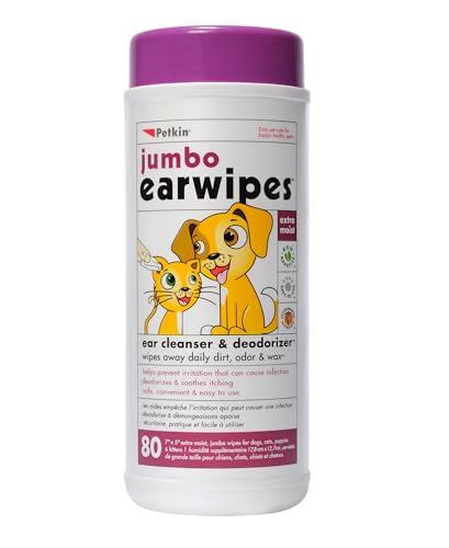 Image of Petkin Jumbo Ear Wipes, 80-Count | Jumbo Ear Cleaning Wipes