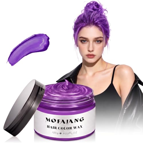 Purple Washable Hair Wax Dye, Temporary One-Use Color Styling Gel for Natural Hair, Great for Cosplay & Christmas