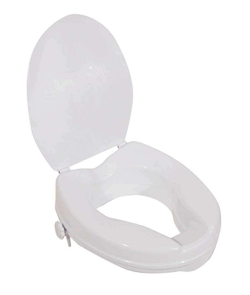 Aidapt 50mm (2") Elevation Raised Comfortable Toilet Seat with Lid Easy Fit White