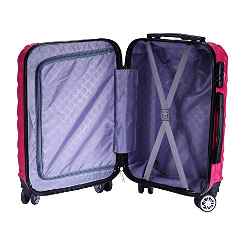 Mala de Bordo Viagem Pequena ABS - (55 x 35 x 22cm) C/ 4 Rodinhas 360º - (Regulamentação ANAC) Rosa