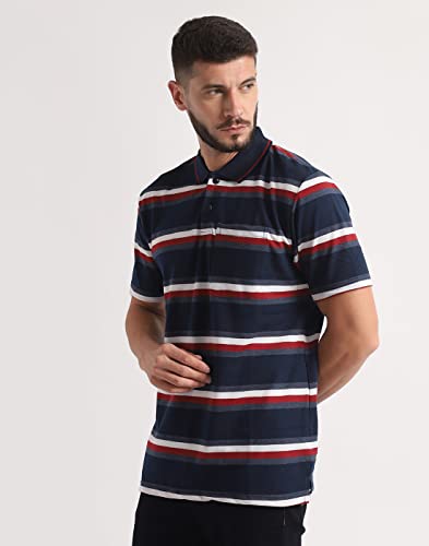 Image of INKKR Striped Men Polo Neck Half Sleeve T-Shirt