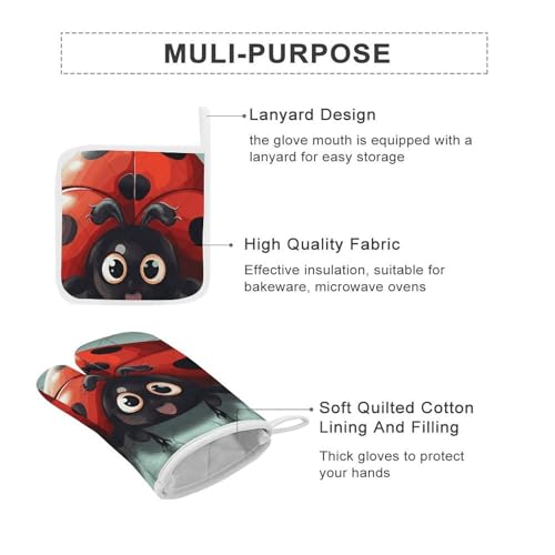 Maniques coccinelle pour sortir les plats chauds du four