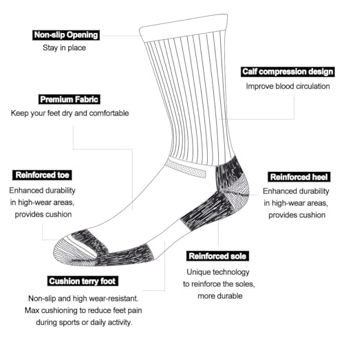 Heatuff Mens Crew Socks Moisture Wicking Max Cushion Athletic Work Socks for men (6 Pairs)3
