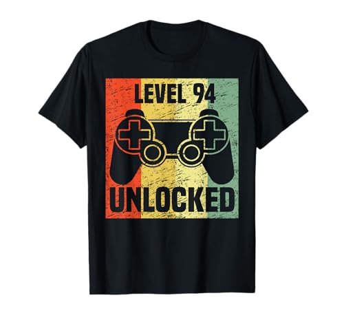Cumpleaños 365 Nivel 94 Desbloquear Divertido Gamer Regalo de Cumpleaños 94 Camiseta