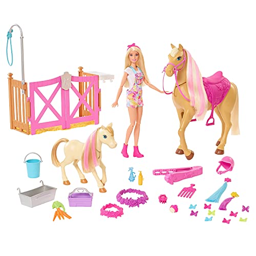 Barbie GXV77 - Frisier- und Reitspaß, Reitset mit Pferd, Pony, Puppe und über 20 Zubehörteilen, für Kinder ab 3 Jahren – Bild 7