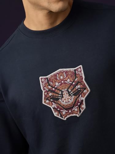 Image of The Souled Store Marvel Indie: Logo Men and Boys Short Sleeves Round Neck Embroidered Drop Shoulder Baggy Casual Streetwear Superheroes Inspired Cotton Super Oversized T-Shirt