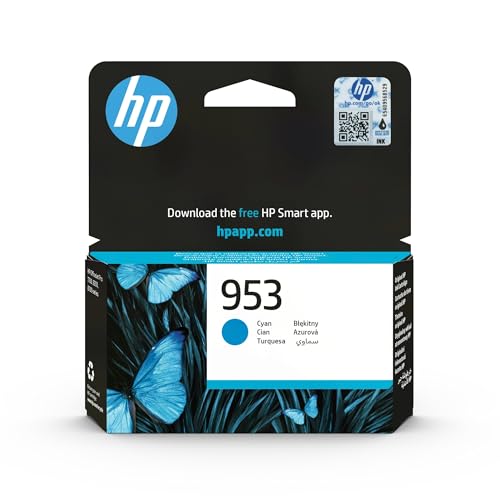 HP 953   Cartucho de Tinta para impresoras (estándar, Compatible con OfficeJet Pro 8210/8218/8710 AiO/8715 AiO), Cian