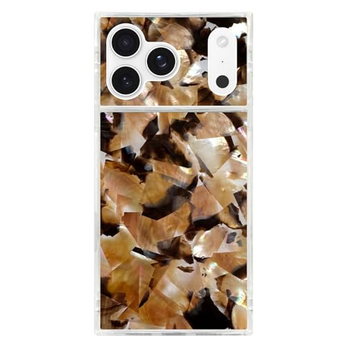 Image of FLAUNT Official Square iPhone 17 Pro Max Case - Brown Abalone | Phone Cover for iPhone 17 Pro Max - Compatible w /MagSafe and Wireless Charging - Drop-Tested Shockproof Designer Hard Cover
