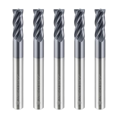 Image of 3 /16 Inch HRC55 Square End Mills-4 Flute TiALSiN Coating for Milling Alloy Steels, Hardened Steel, Metal etc.(5 Pcs)