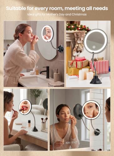 10x Makeup Mirror with Lights, Flexible Magnifying Mirror 3 Light Modes - image 8